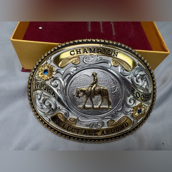 Gist Silversmiths NJQHA Champion Select All Around Belt Buckle 2008 NIB - Picture 4 of 12